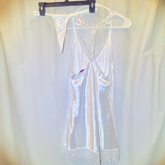 White Lace Teddy with Matching Thong - Picture 2 of 2